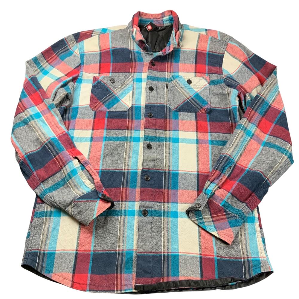 Element Men’s XL Plaid Flannel Shirt Jacket Lined Red Blue Skateboarding Grunge